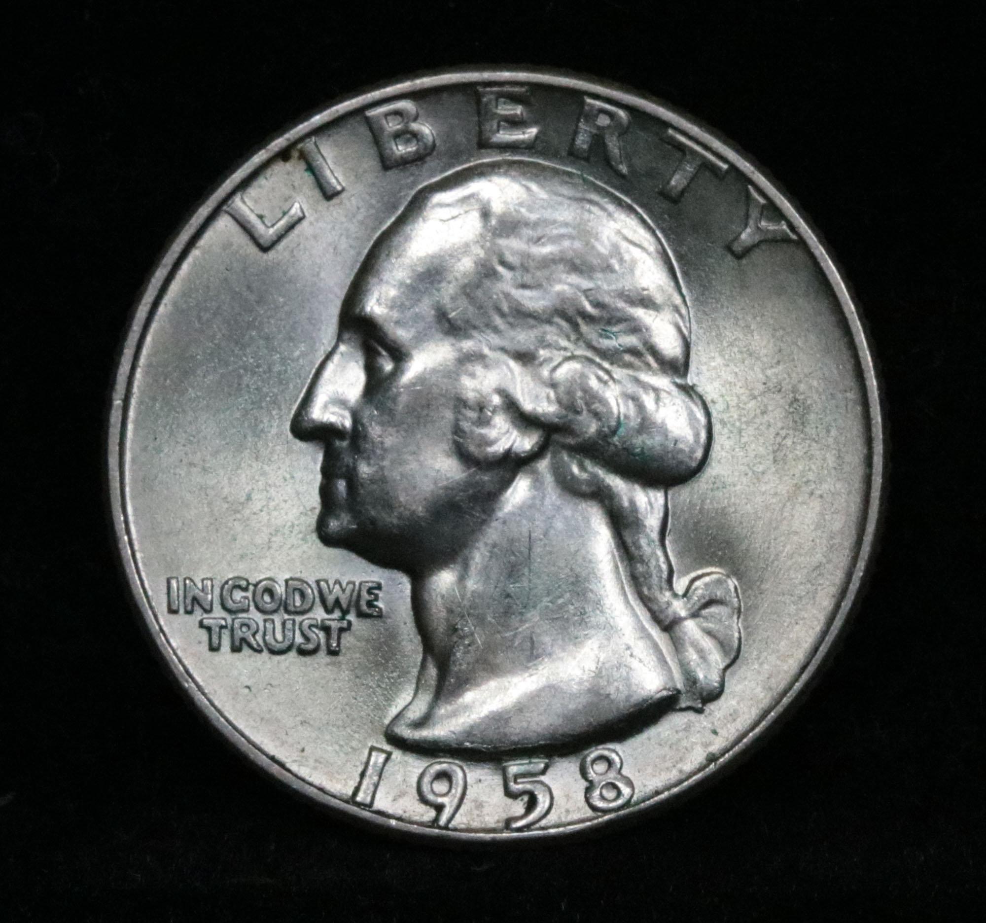 1958-d Washington Quarter 25c Grades Choice Unc