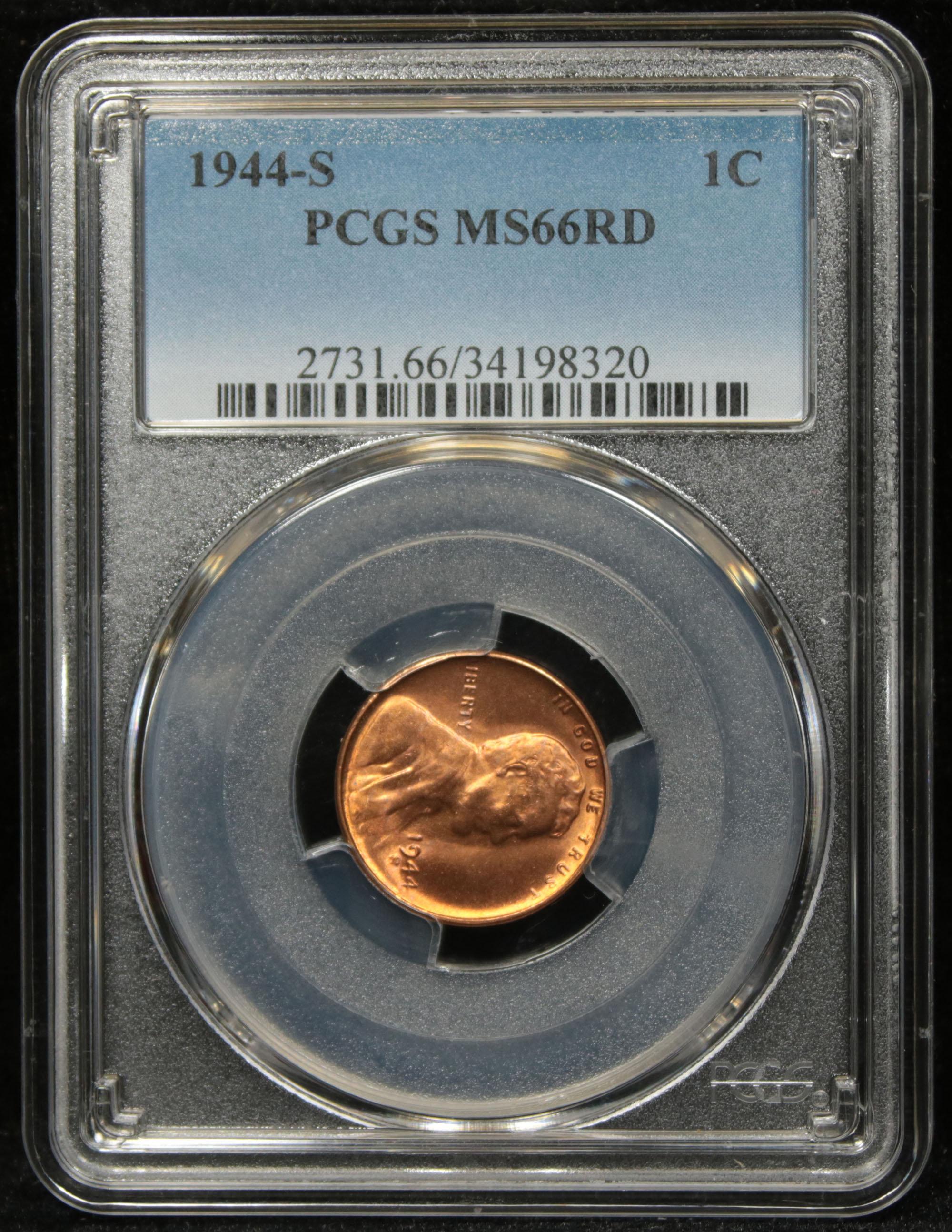 PCGS 1944-s Lincoln Cent 1c Graded ms66 RD By PCGS