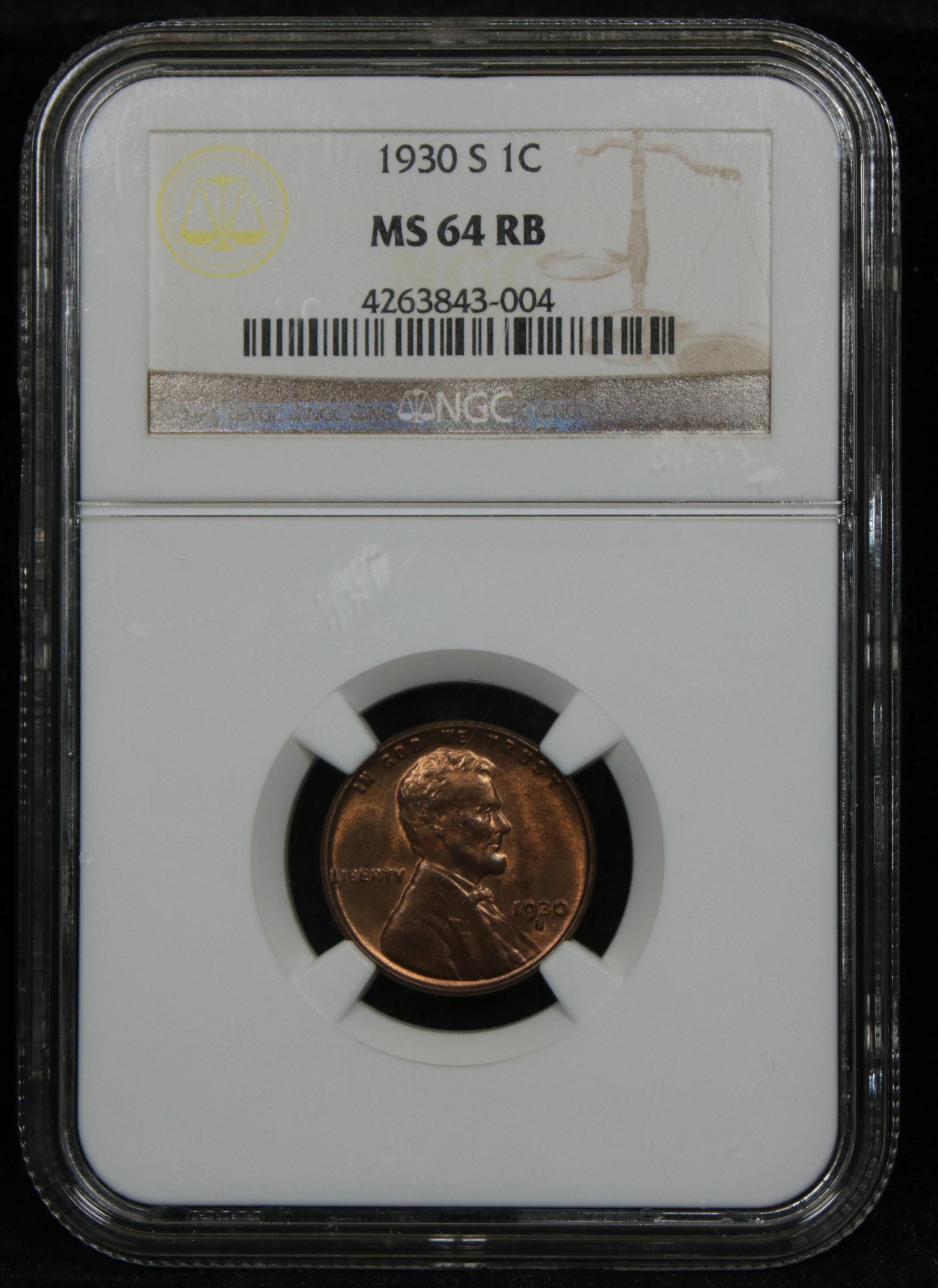 NGC 1930-s Lincoln Cent 1c Graded ms64 rb By NGC