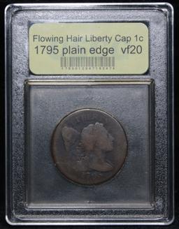 ***Auction Highlight*** 1795 plain edge Flowing Hair Liberty Cap 1c Graded vf, very fine USCG (fc)