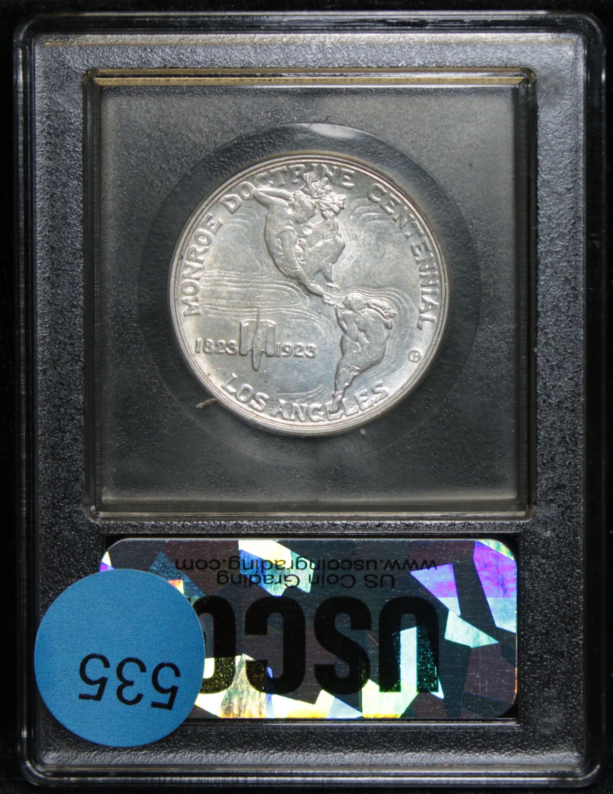 ***Auction Highlight*** 1923-s Monroe Old Commem Half Dollar 50c Graded GEM Unc by USCG (fc)