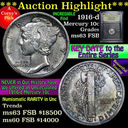 ***Auction Highlight*** 1916-d Mercury Dime 10c Graded Select Unc FSB by USCG (fc)