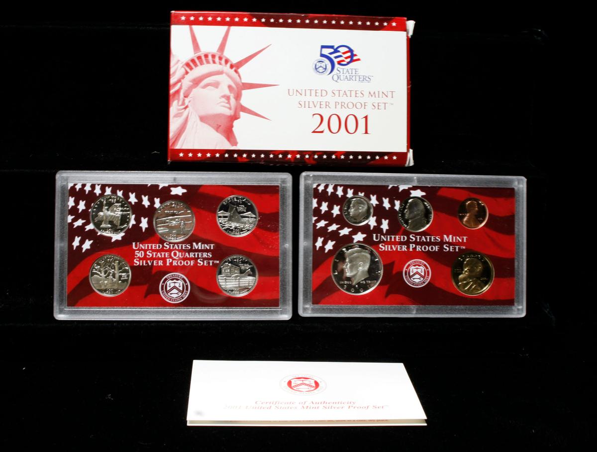 2001 United States Mint Silver Proof Set - 10 pc set, about 1 1/2 ounces of pure silver
