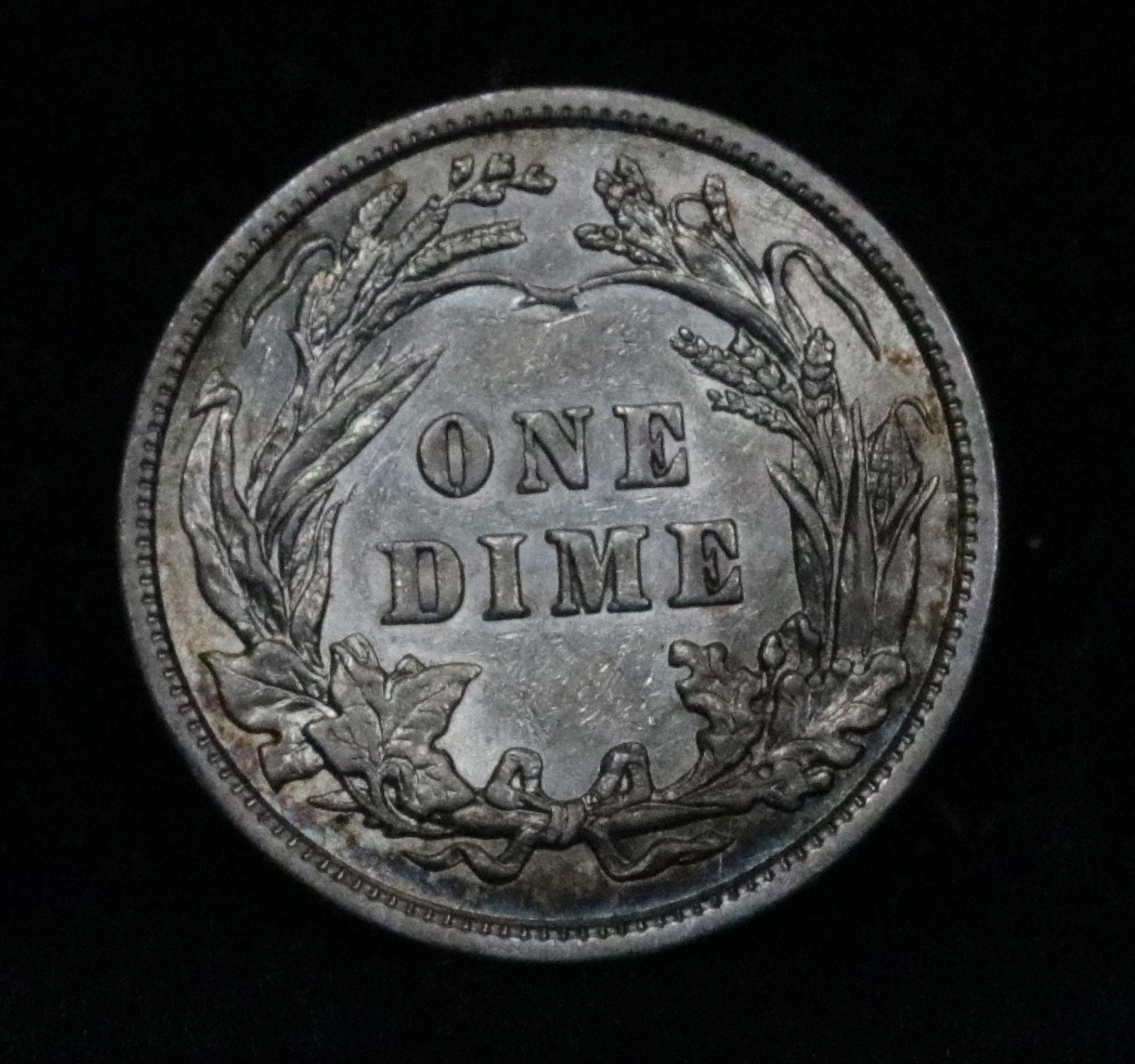 1906-p Barber Dime 10c Grades AU, Almost Unc