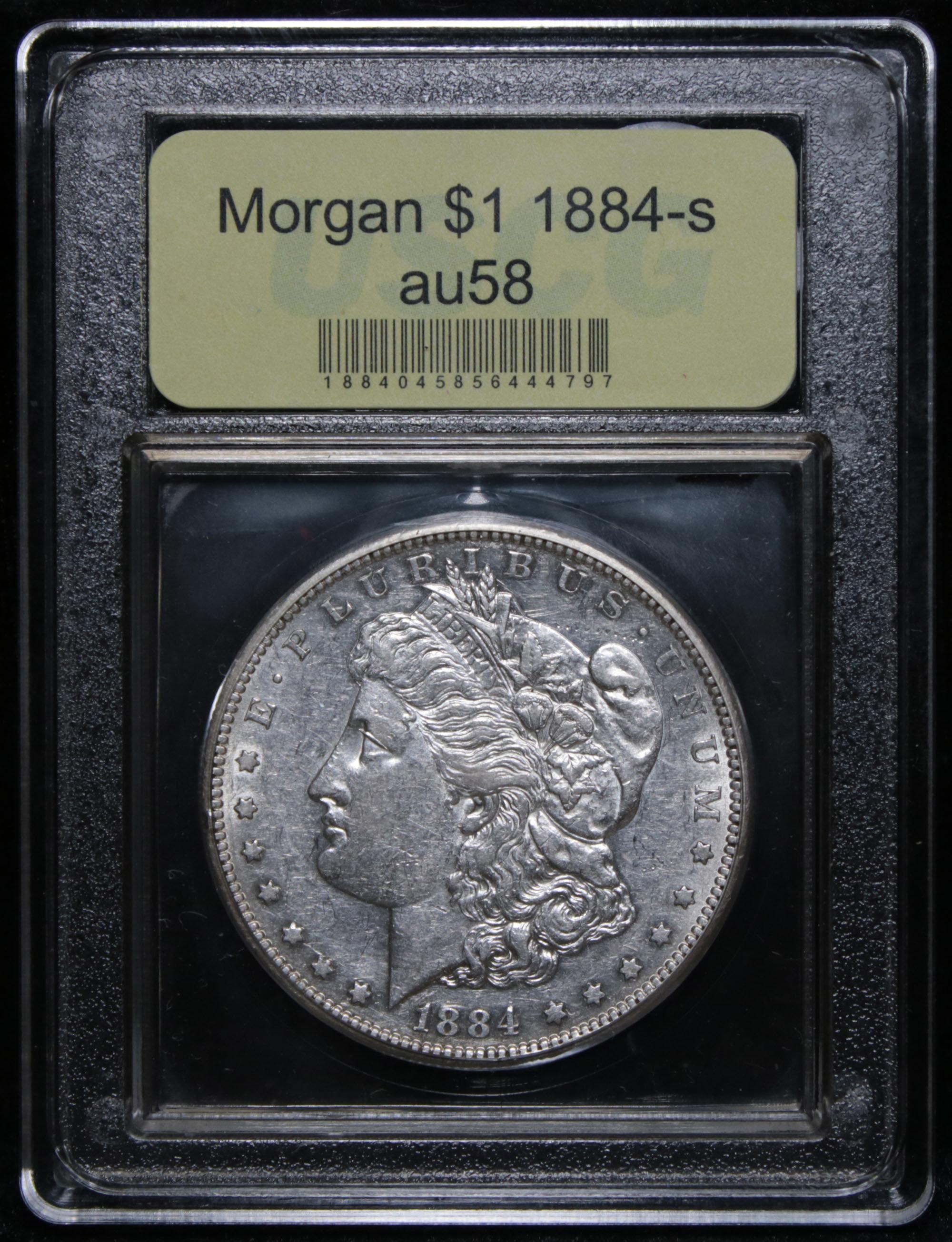 ***Auction Highlight*** Key date 1884-s Morgan Dollar $1 Graded Choice AU/BU Slider by USCG (fc)