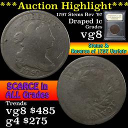 1797 Stems Rev '97 Draped Bust Large Cent 1c Graded vg, very good by USCG (fc)