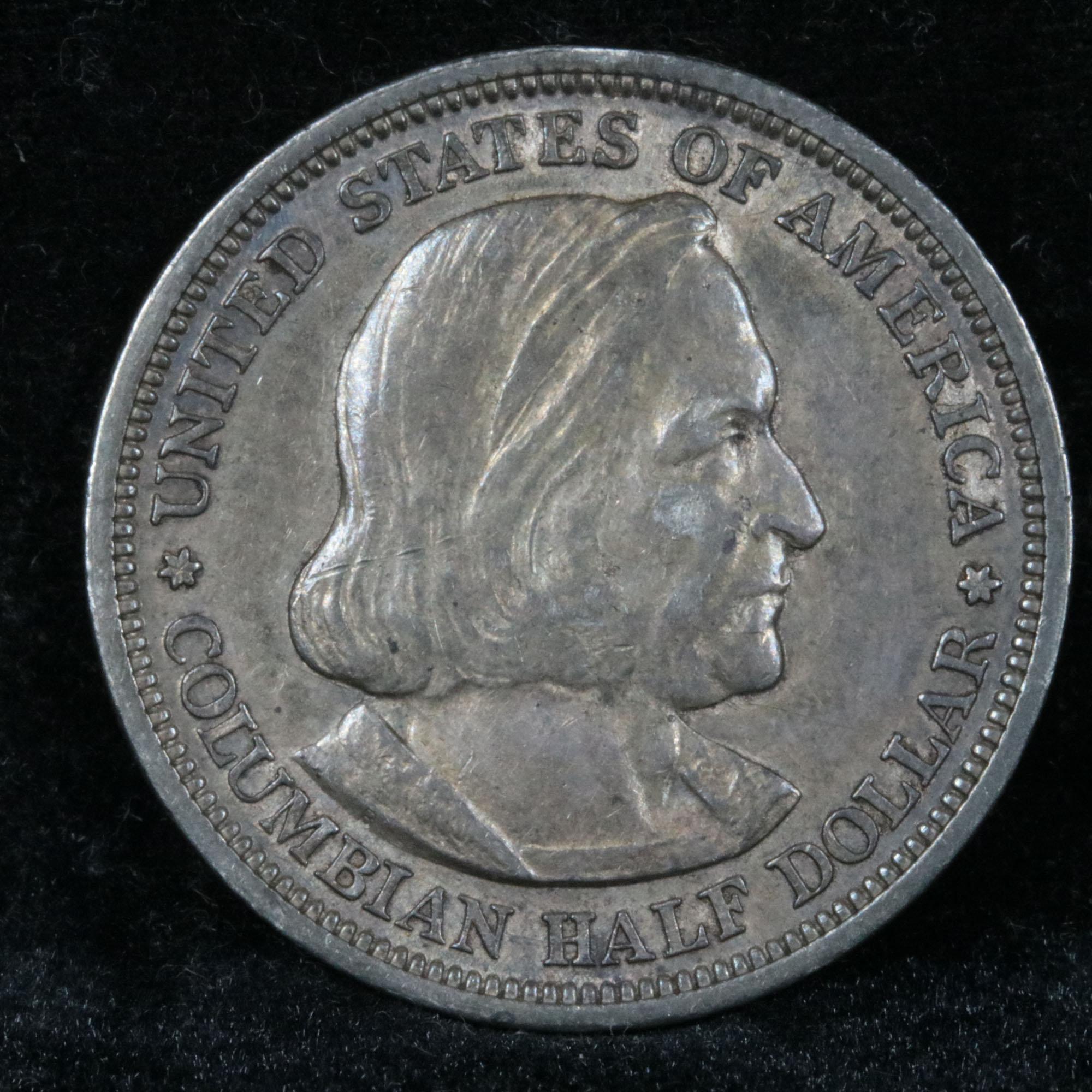 1893 Columbian Old Commem Half Dollar 50c Grades AU, Almost Unc