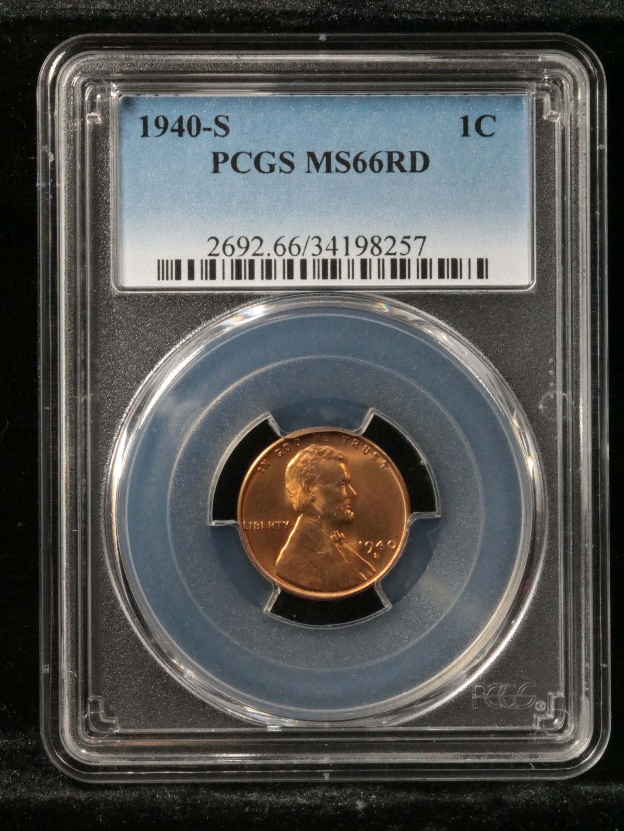 PCGS 1940-s Lincoln Cent 1c Graded ms66 RD By PCGS