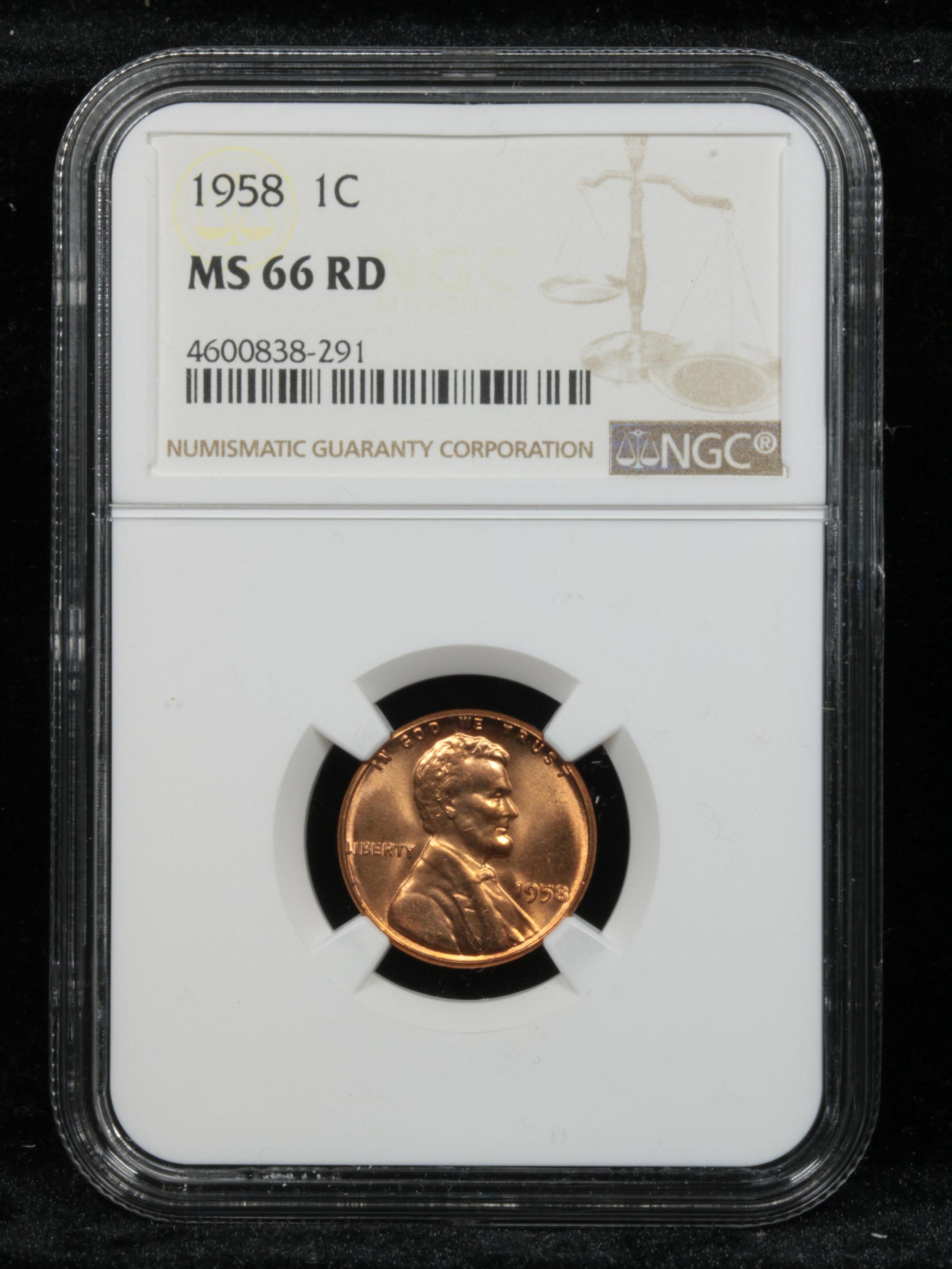 NGC 1958-p Lincoln Cent 1c Graded ms66 RD by NGC