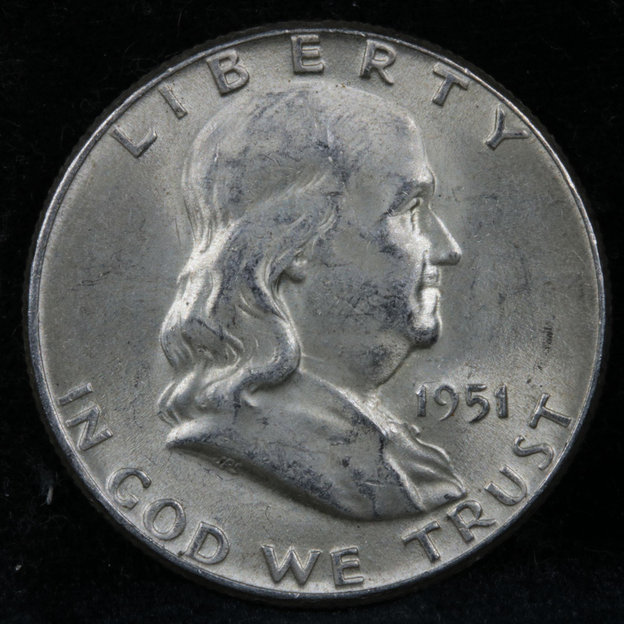 1951-p Franklin Half Dollar 50c Grades Choice AU/BU Slider