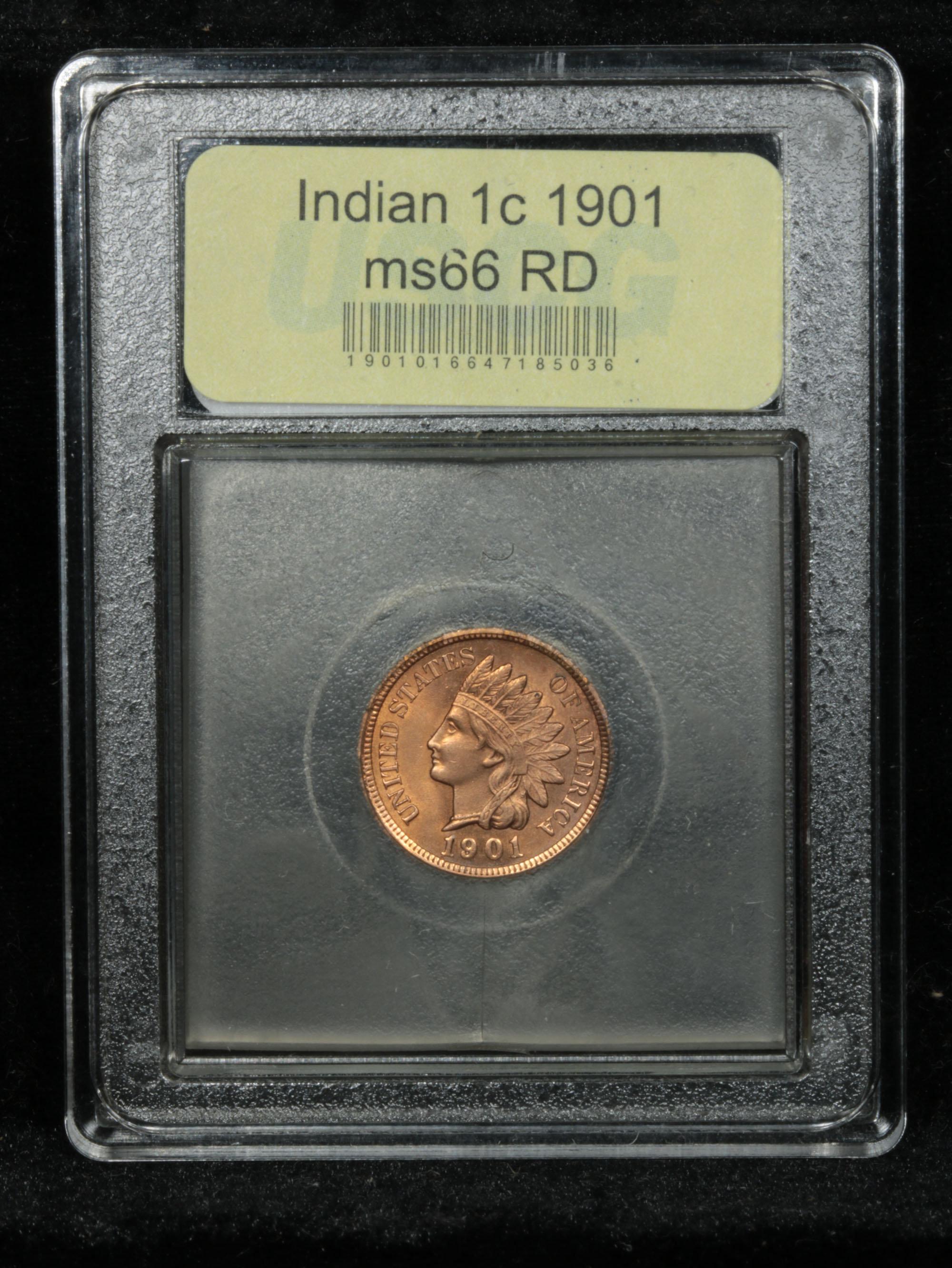 ***Auction Highlight*** 1901 Indian Cent 1c Graded GEM+ Unc RD by USCG (fc)