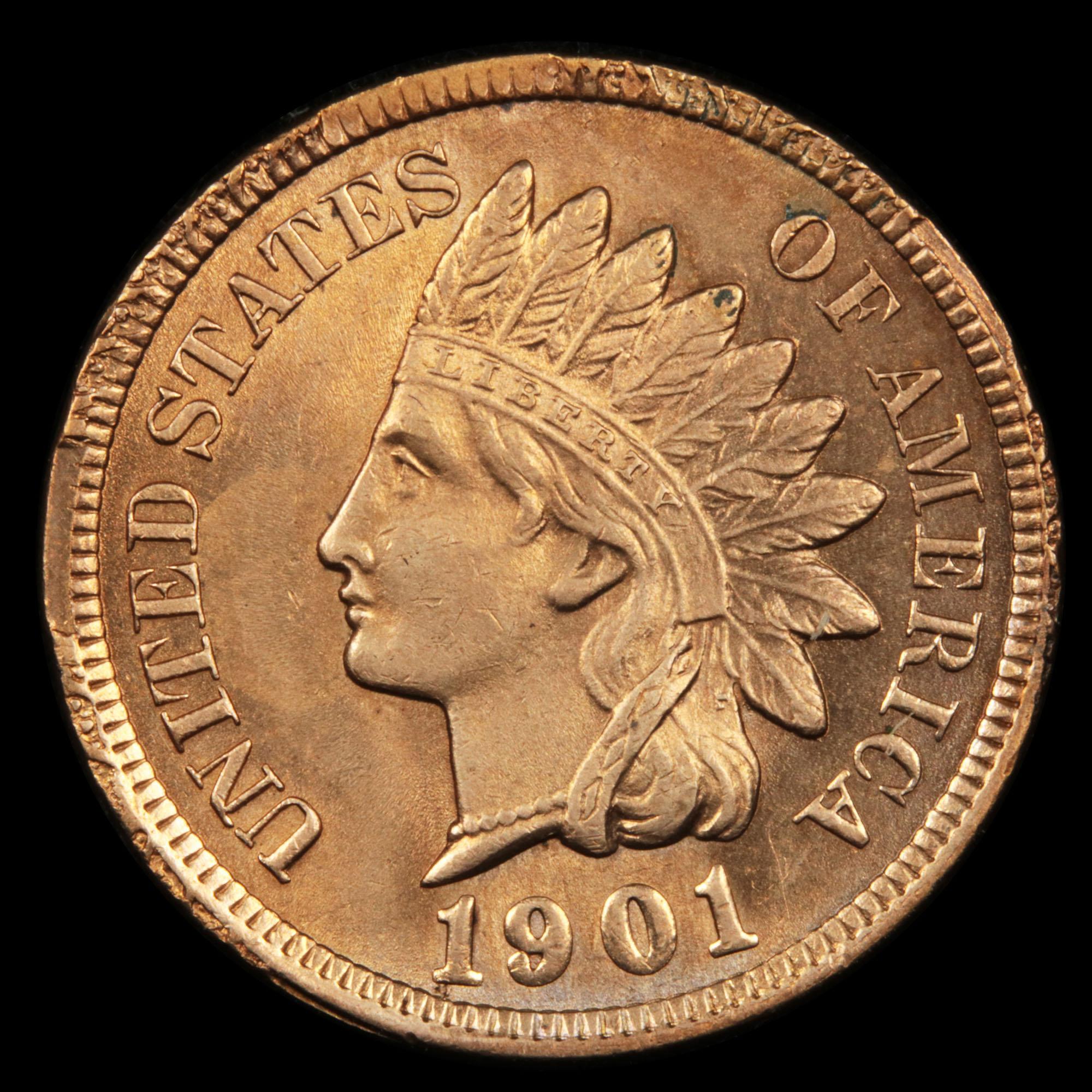 ***Auction Highlight*** 1901 Indian Cent 1c Graded GEM+ Unc RD by USCG (fc)