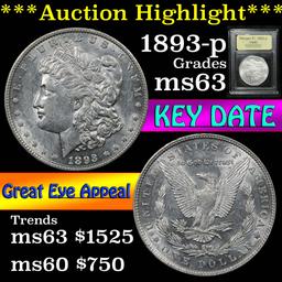 ***Auction Highlight*** 1893-p Morgan Dollar $1 Graded Select Unc by USCG (fc)