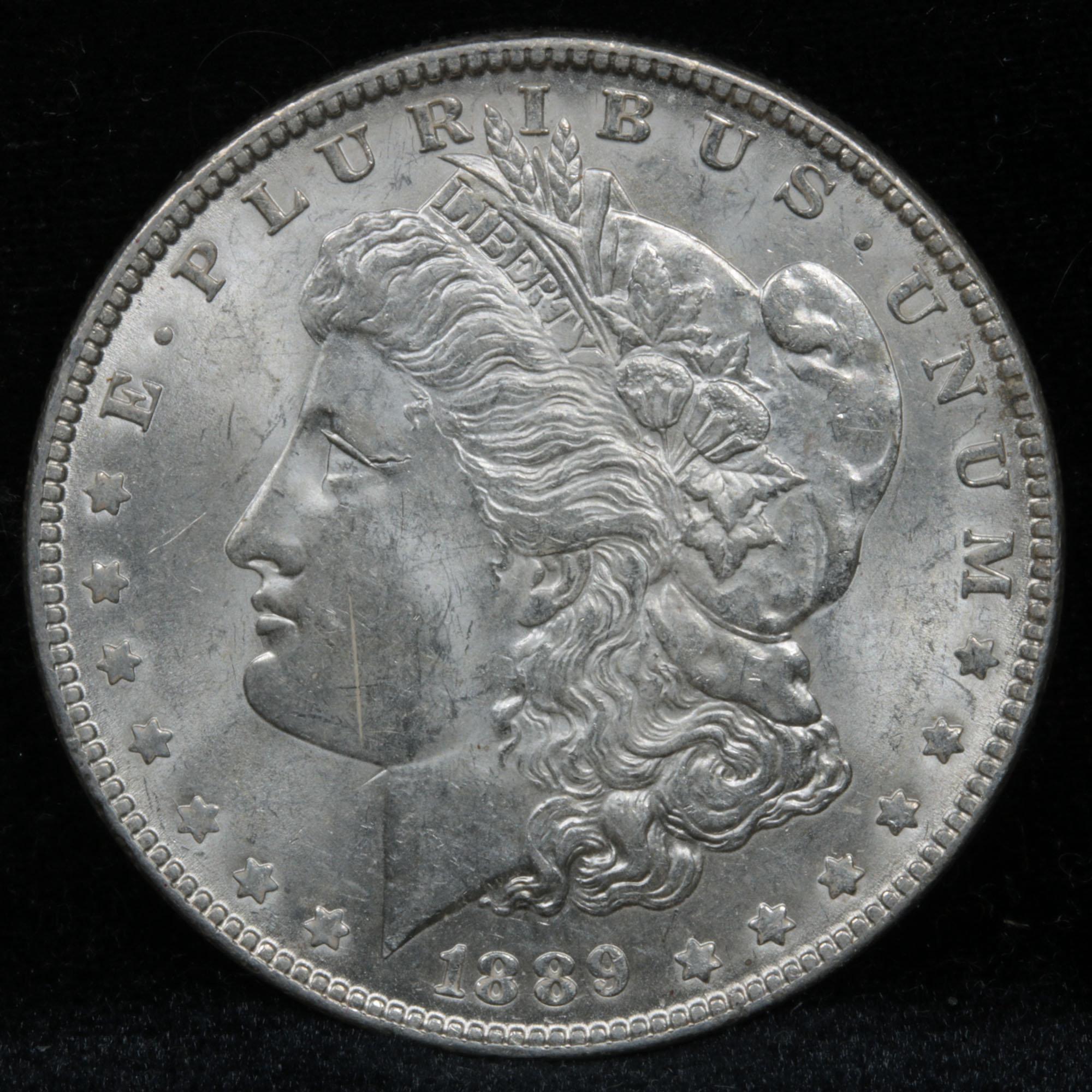 1889-p Morgan Dollar $1 Grades Choice+ Unc