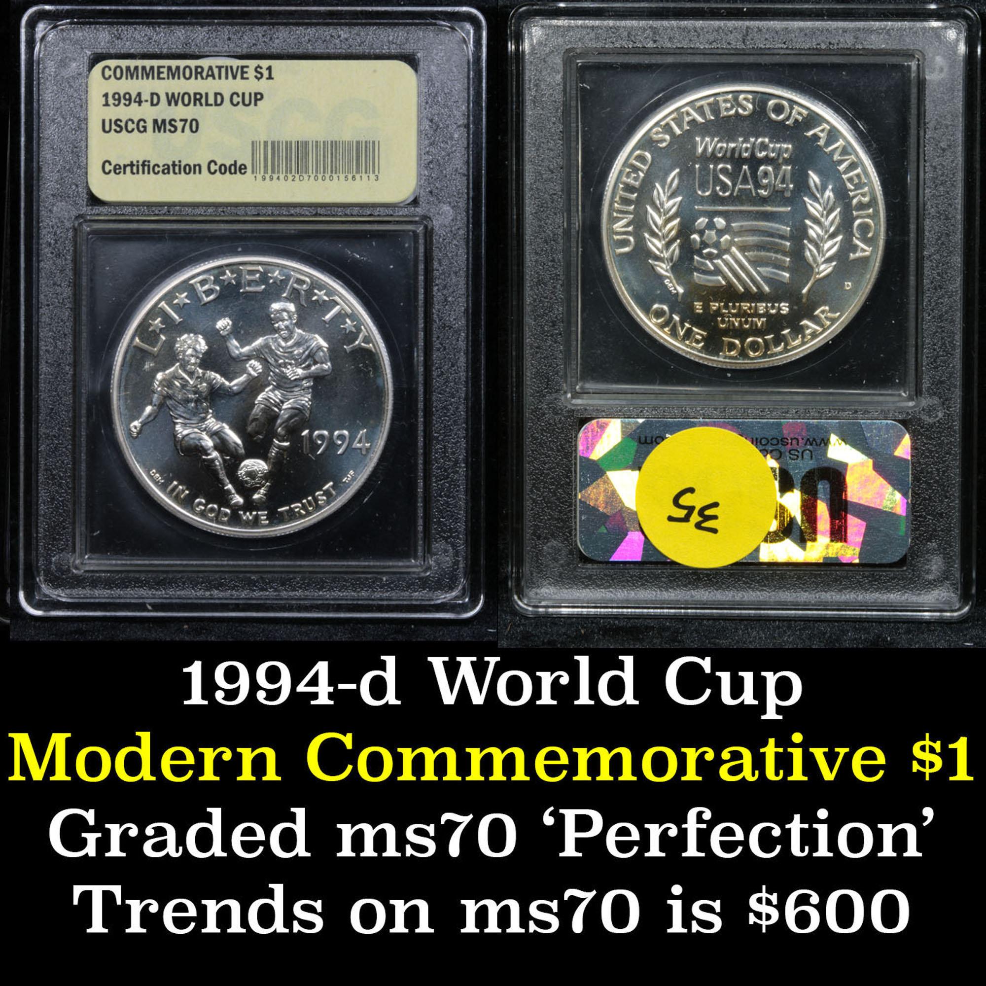 1994-d World Cup Modern Commem Dollar $1 Graded Perfection, Gem++ Unc by USCG