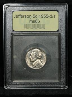 ***Auction Highlight*** 1955-d/s Jefferson Nickel 5c Graded GEM+ Unc by USCG (fc)