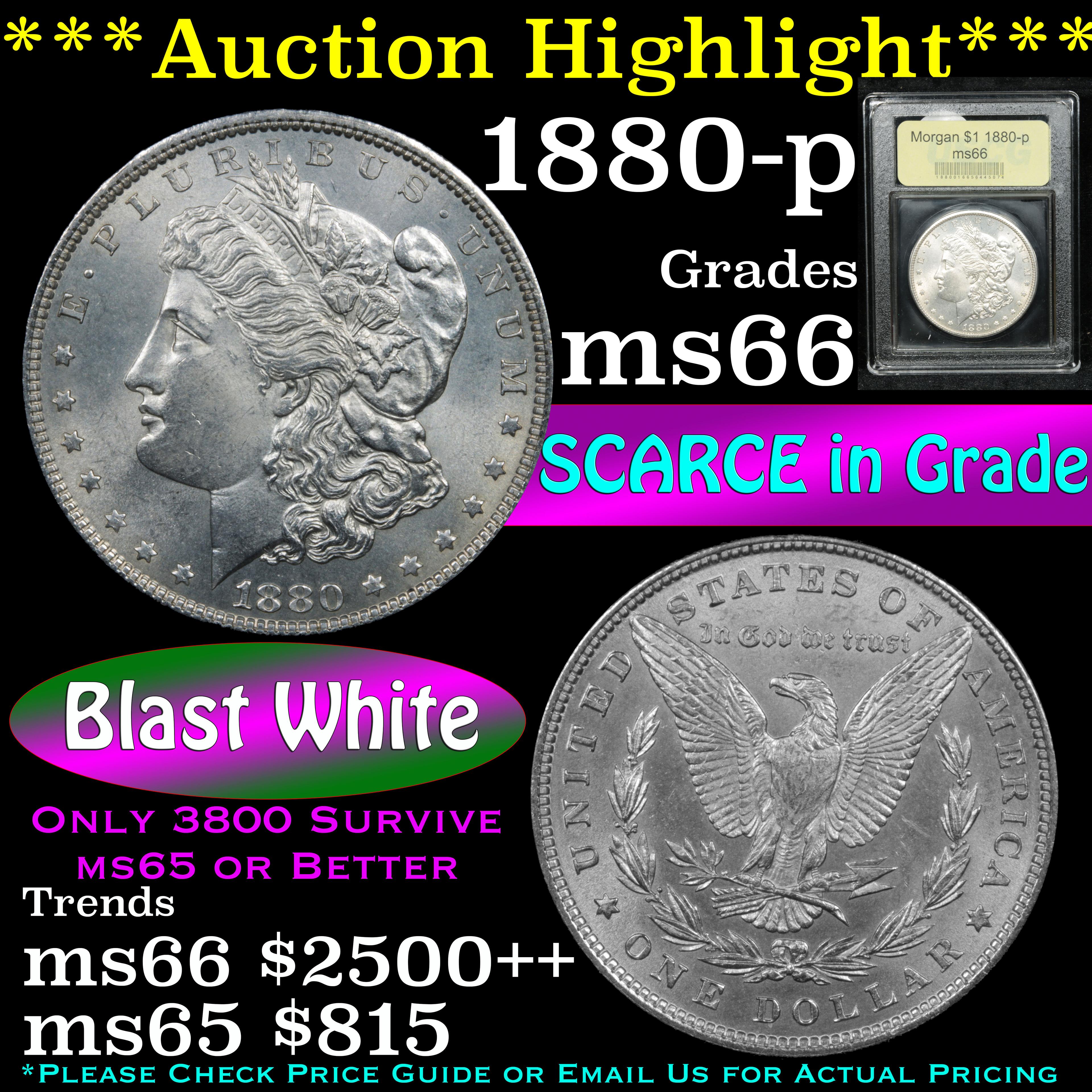 ***Auction Highlight*** 1880-p Morgan Dollar $1 Graded GEM+ Unc by USCG (fc)