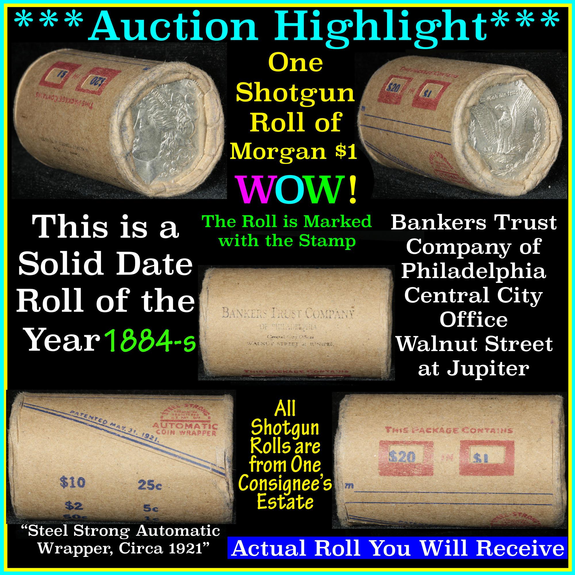 ***Auction Highlight*** Solid date 1884-s Morgan Dollar $1 roll (fc)