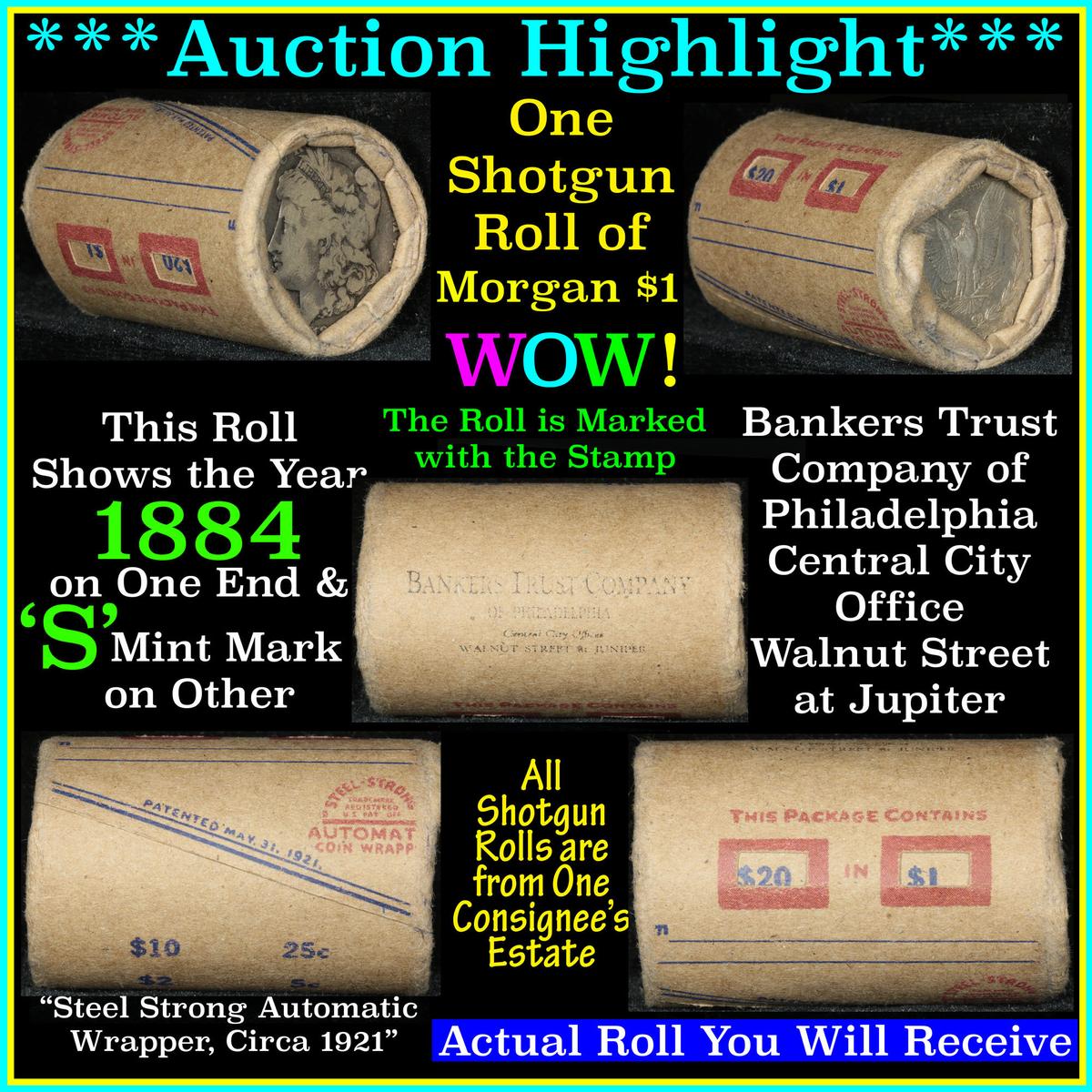 ***Auction Highlight*** Morgan dollar roll ends 1884 & 's', Better than average circ (fc)