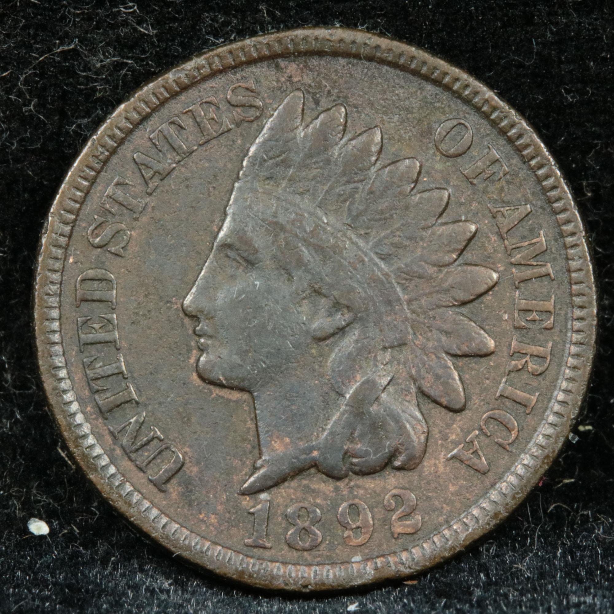 1892 Indian Cent 1c Grades xf