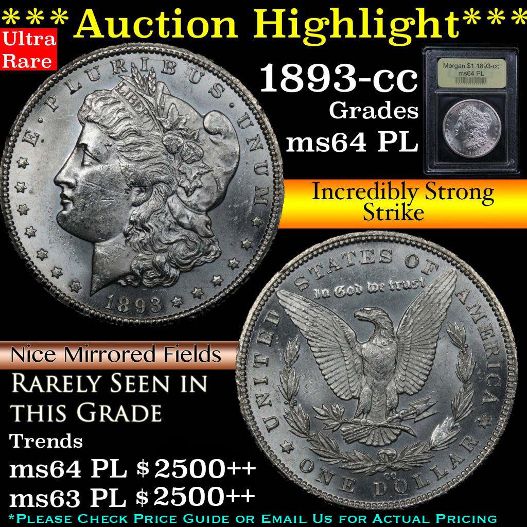 ***Auction Highlight*** 1893-cc Morgan Dollar $1 Graded Choice Unc PL by USCG (FC)