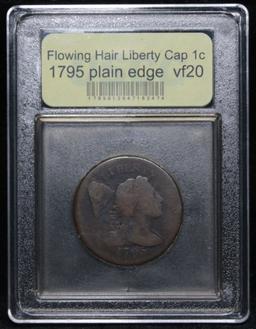 ***Auction Highlight*** 1795 plain edge Flowing Hair Liberty Cap 1c Graded vf, very fine USCG