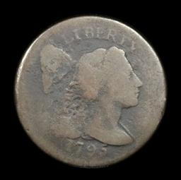 ***Auction Highlight*** 1795 plain edge Flowing Hair Liberty Cap 1c Graded vf, very fine USCG