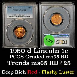 PCGS 1950-d Lincoln Cent 1c Graded ms65 rd By PCGS