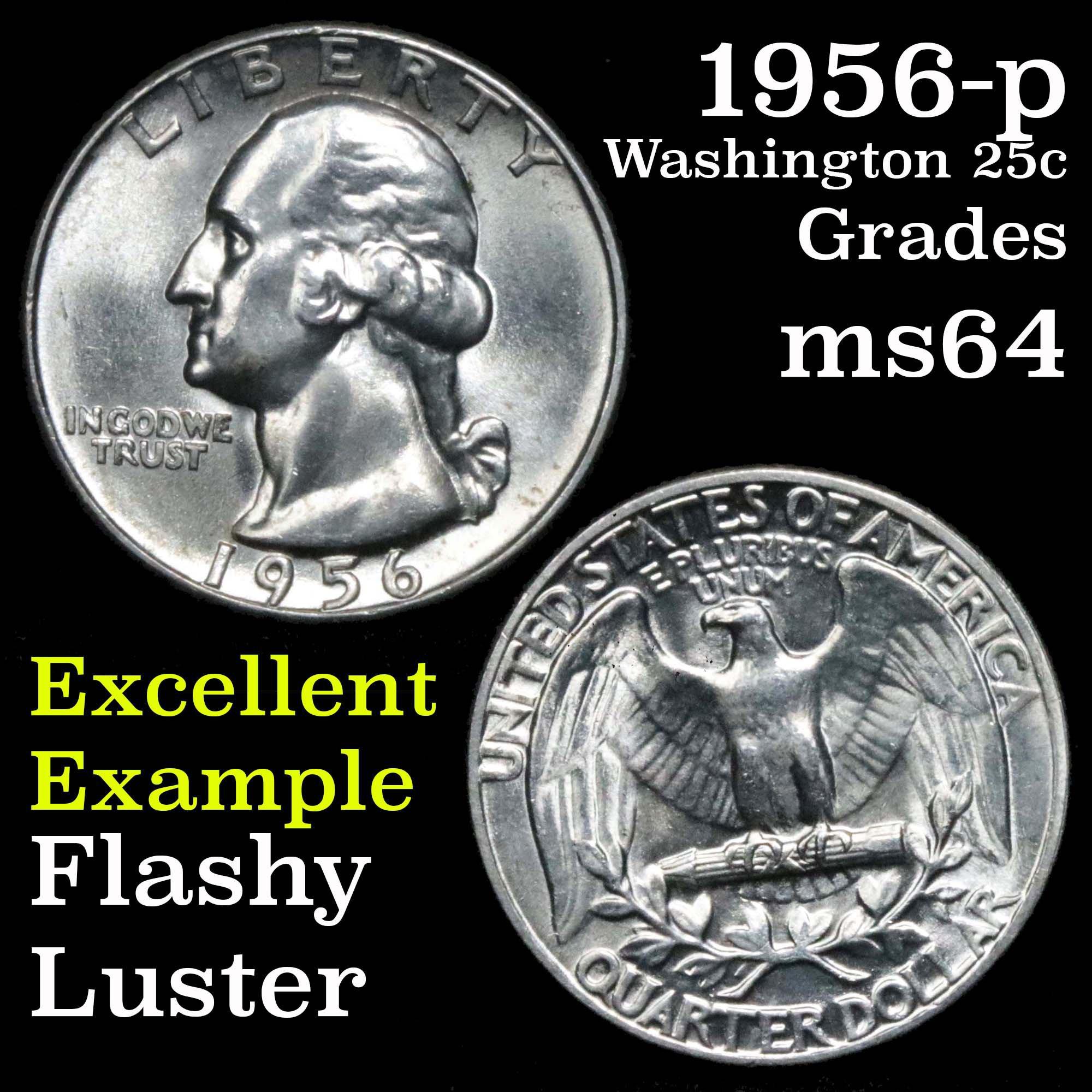 1956-p Washington Quarter 25c Grades Choice Unc