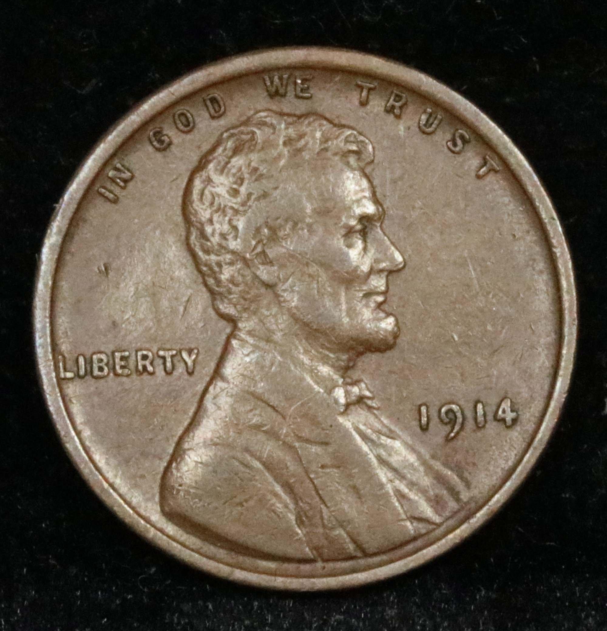 1914-p Lincoln Cent 1c Grades xf+