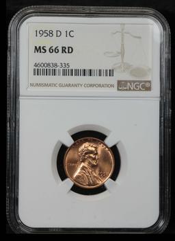 NGC 1958-d Lincoln Cent 1c Graded ms66 rd By NGC