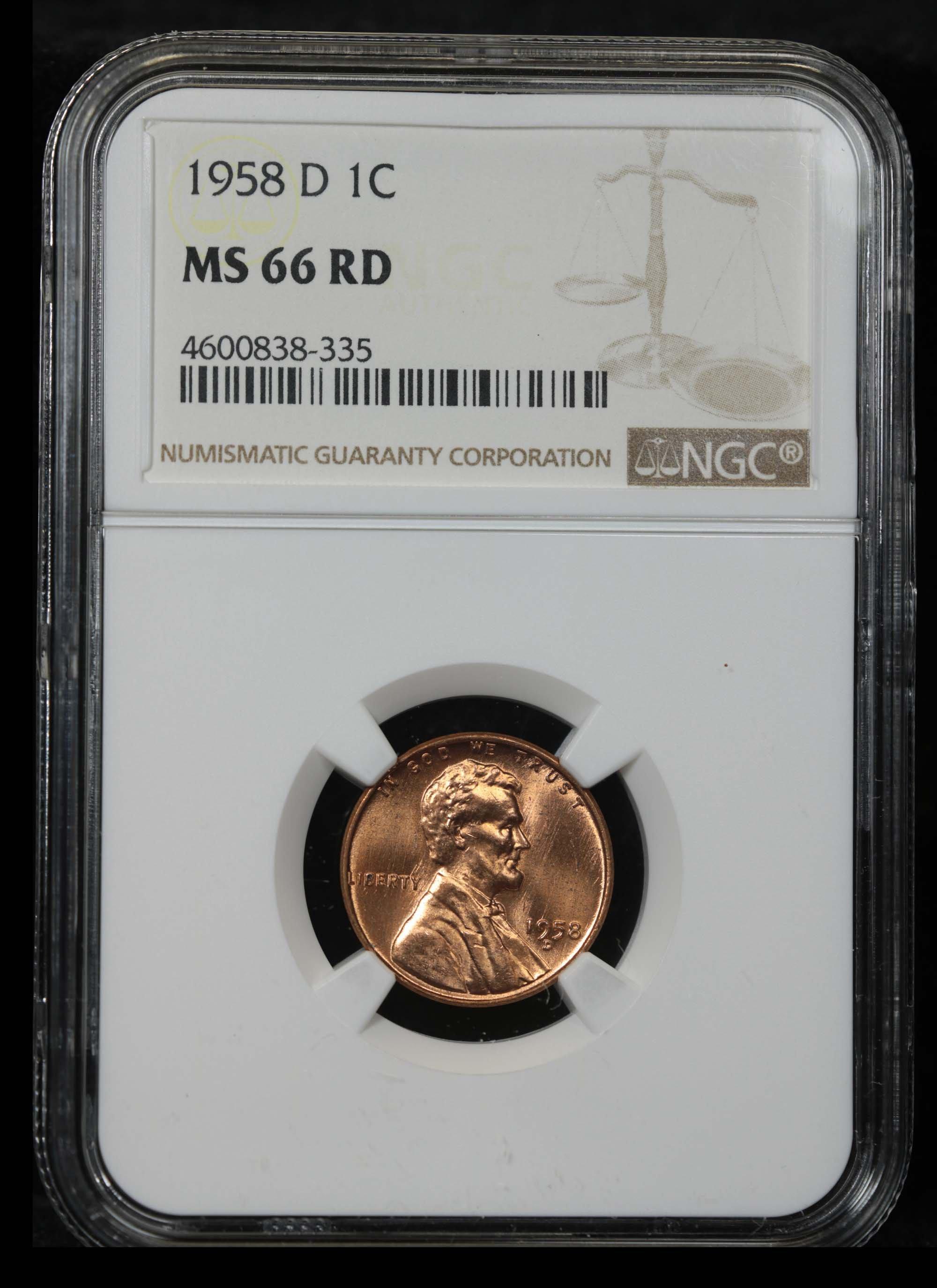 NGC 1958-d Lincoln Cent 1c Graded ms66 rd By NGC