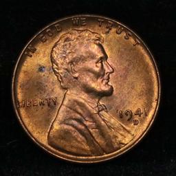 1941-d Lincoln Cent 1c Grades GEM Unc RB