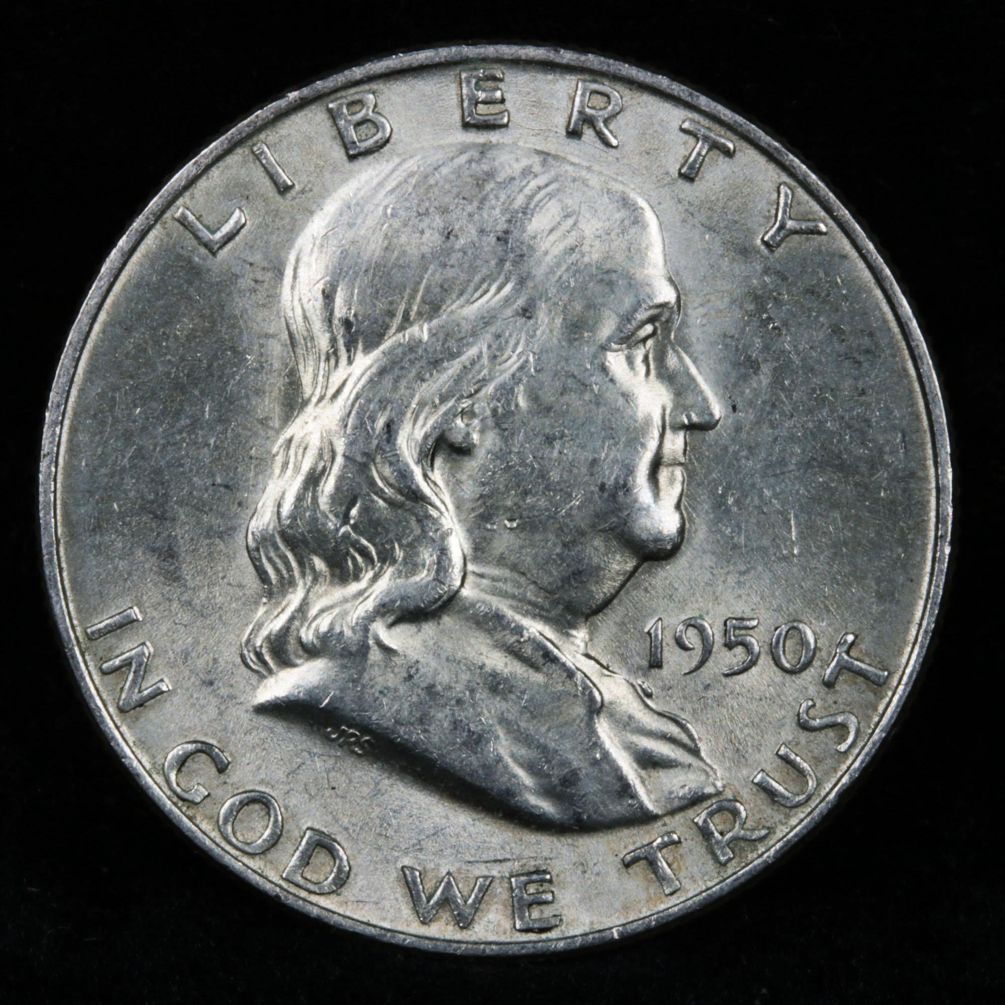 1950-d Franklin Half Dollar 50c Grades Choice Unc FBL