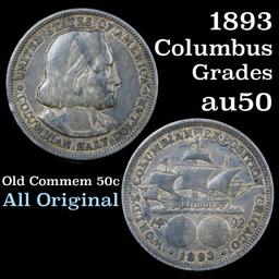 1893 Columbian Old Commem Half Dollar 50c Grades AU, Almost Unc