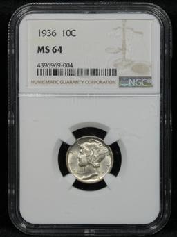 NGC 1936-p Mercury Dime 10c Graded ms64 By NGC