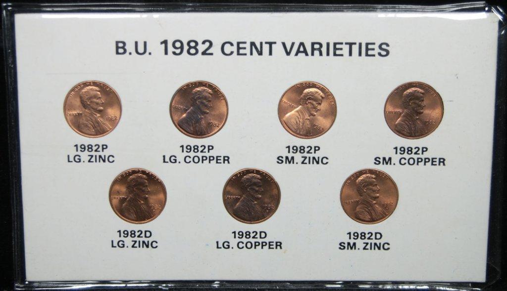 1982 Lincoln Cents Collection 7 pcs - Coin variety set