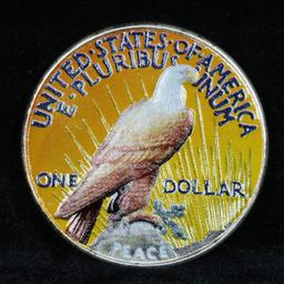 1922-s Hand Painted Peace $1 Peace Dollar $1