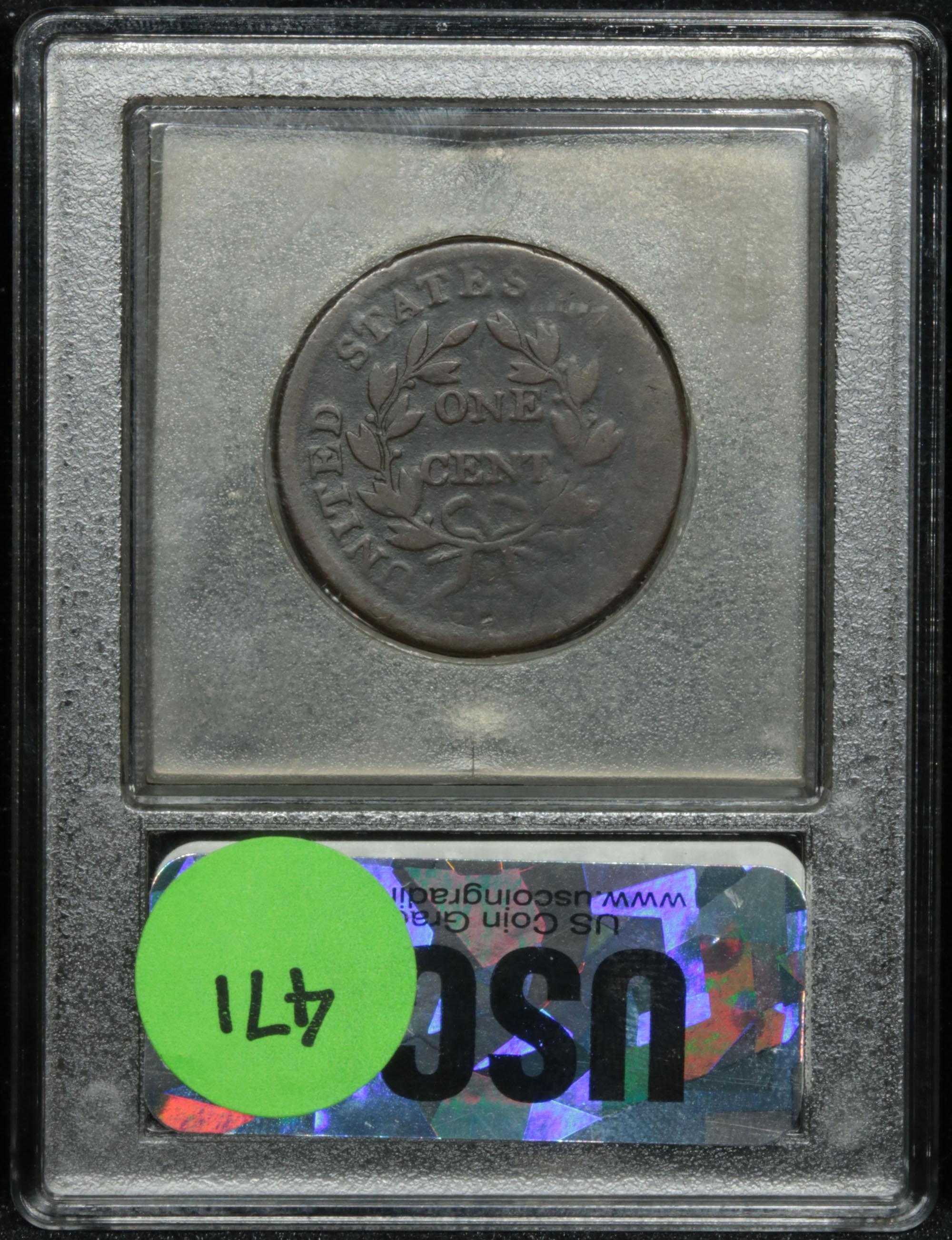 ***Auction Highlight*** 1807/6 Struck off-center Draped Bust Large Cent 1c Graded f+ by USCG (fc)