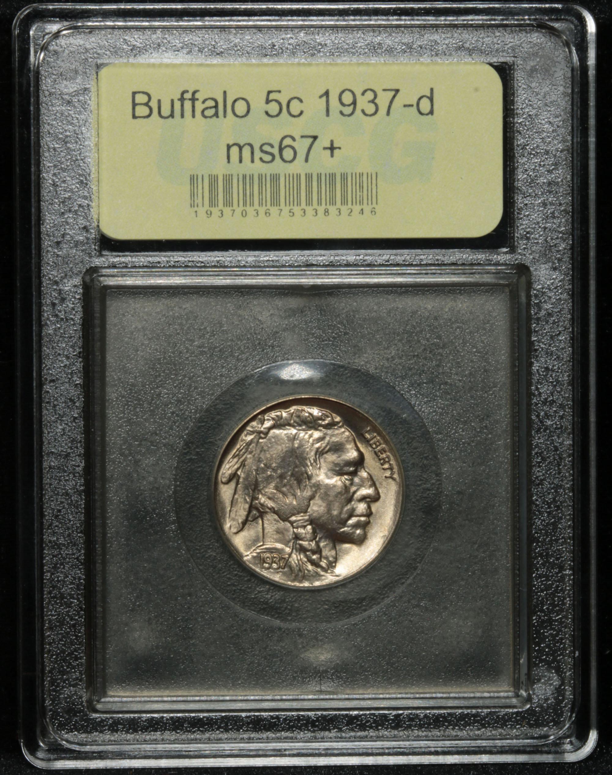 ***Auction Highlight*** 1937-d Buffalo Nickel 5c Graded Gem++ Unc by USCG (fc)