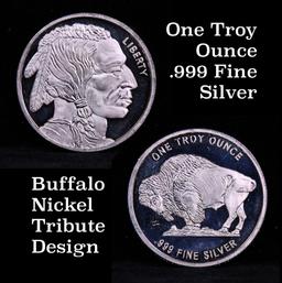 1 ounce .999 fine Silver Bar in Buffalo Nickel Tribute Design