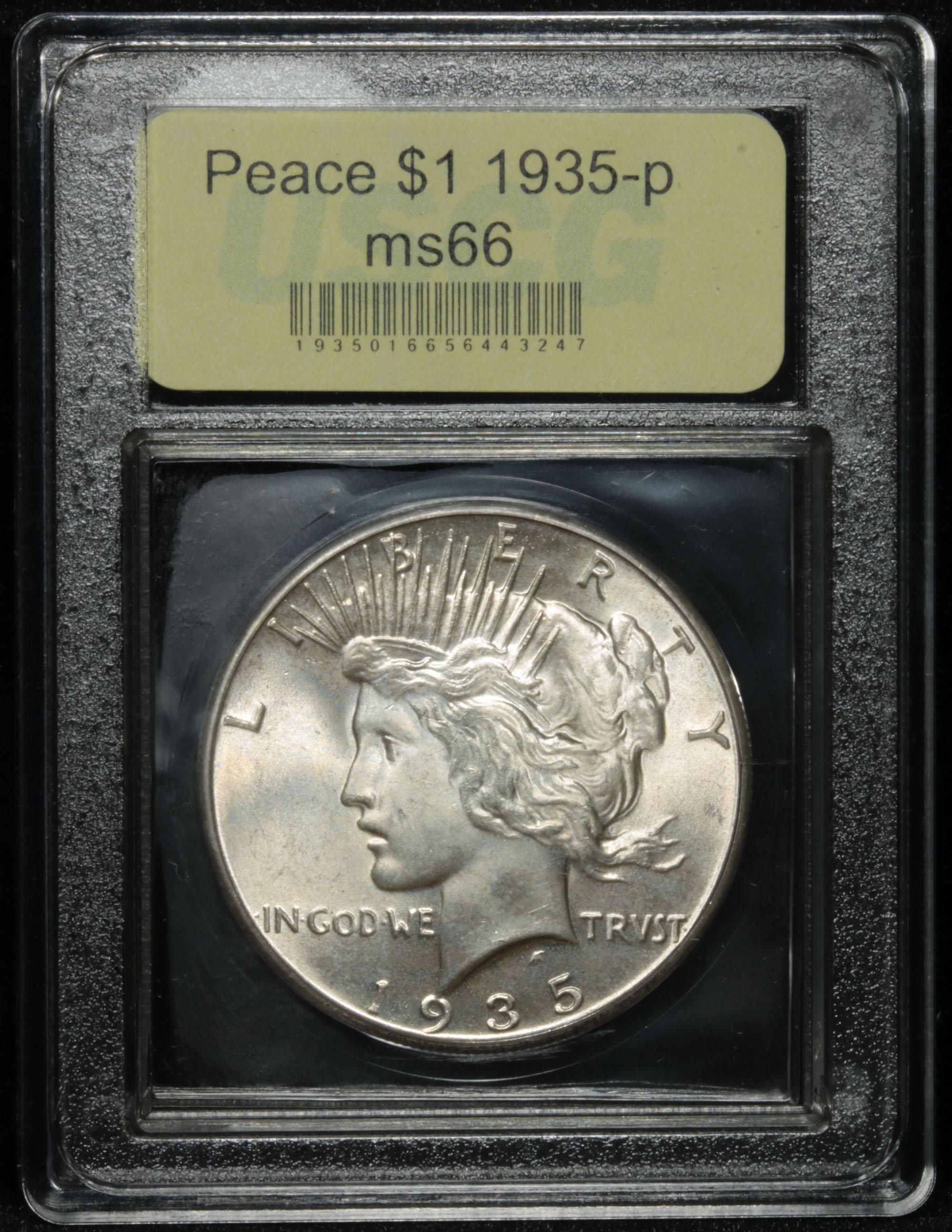 ***Auction Highlight*** 1935-p Peace Dollar $1 Graded GEM+ Unc by USCG (fc)