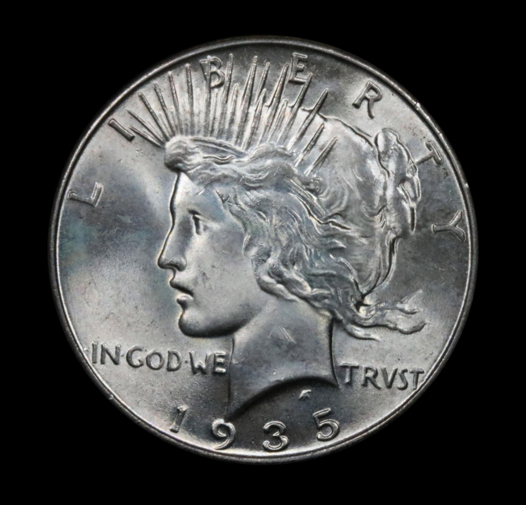 ***Auction Highlight*** 1935-p Peace Dollar $1 Graded GEM+ Unc by USCG (fc)