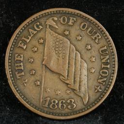 1863 Flag of our Union Civil War Token Grades vf++