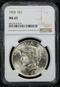 NGC 1923-p Peace Dollar $1 Graded ms65 By NGC