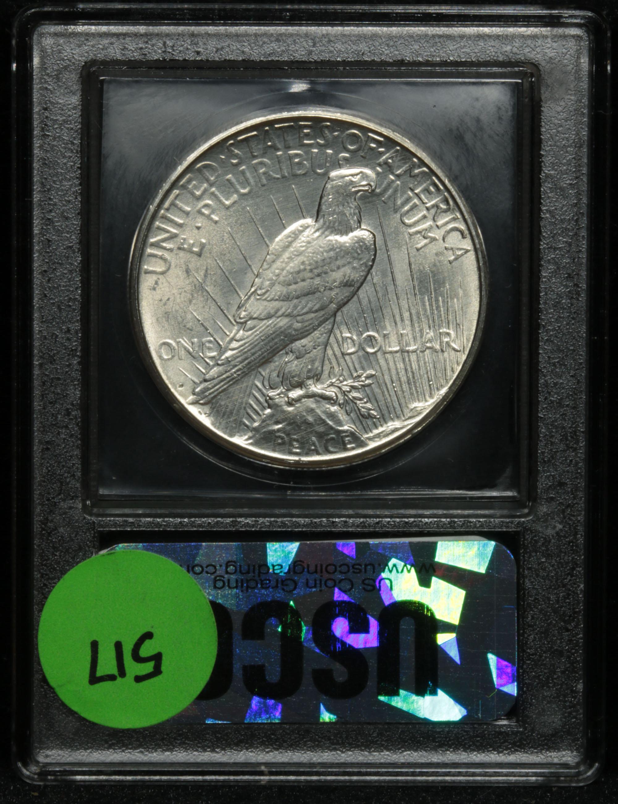 ***Auction Highlight*** 1927-d Peace Dollar $1 Graded Choice Unc by USCG (fc)