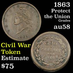 1863 G-d Protect the Union Civil War Token Grades Choice AU/BU Slider