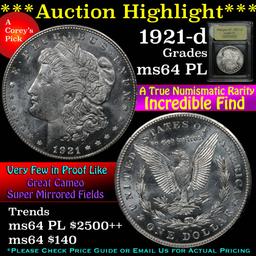 ***Auction Highlight*** 1921-d Morgan Dollar $1 Graded Choice Unc PL by USCG (fc)