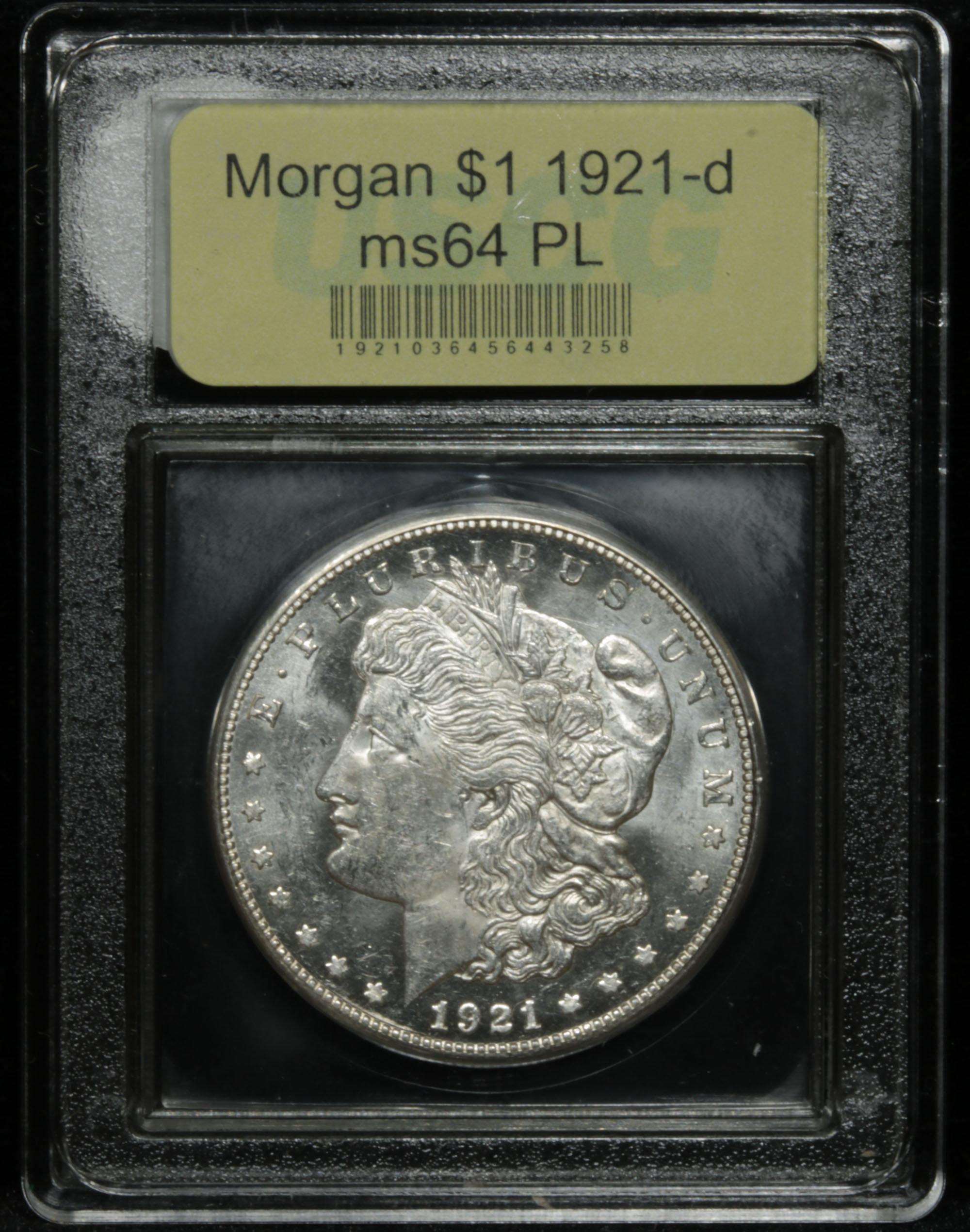 ***Auction Highlight*** 1921-d Morgan Dollar $1 Graded Choice Unc PL by USCG (fc)