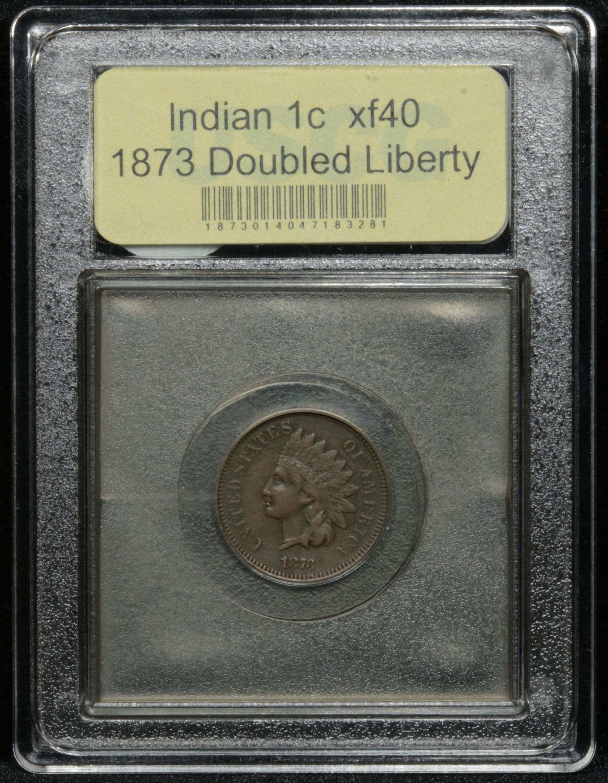 ***Auction Highlight*** 1873 Doubed Liberty Indian Cent 1c Graded xf by USCG (fc)